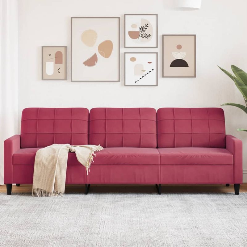 Casa si Gradina - Mobilier - Canapele si coltare - Canapele - Canapea cu 3 locuri, rosu vin, 210 cm, catifea - Infinity.ro
