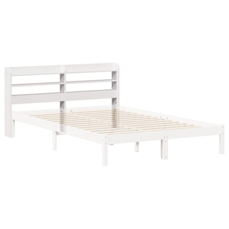 Casa si Gradina - Mobilier - Paturi si accesorii - Accesorii paturi - Tablie de pat cu rafturi, 140 cm, lemn masiv de pin, alb, mărime 150x16x82 cm - Infinity.ro