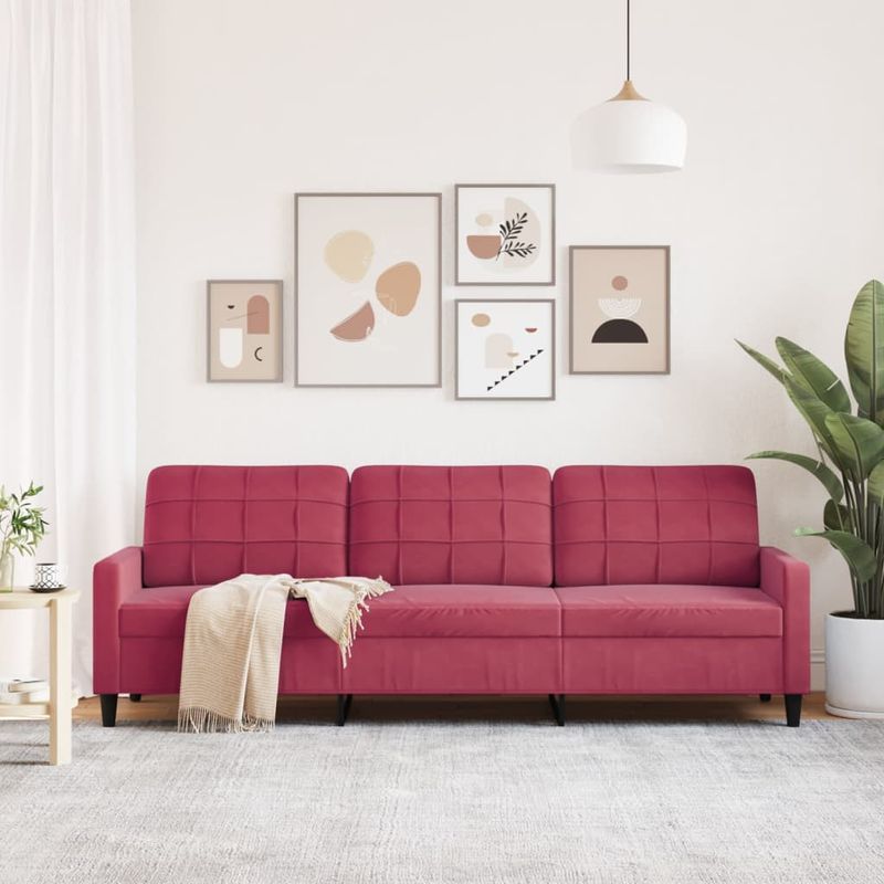 Casa si Gradina - Mobilier - Canapele si coltare - Canapele - Canapea cu 3 locuri, rosu vin, 210 cm, catifea - Infinity.ro