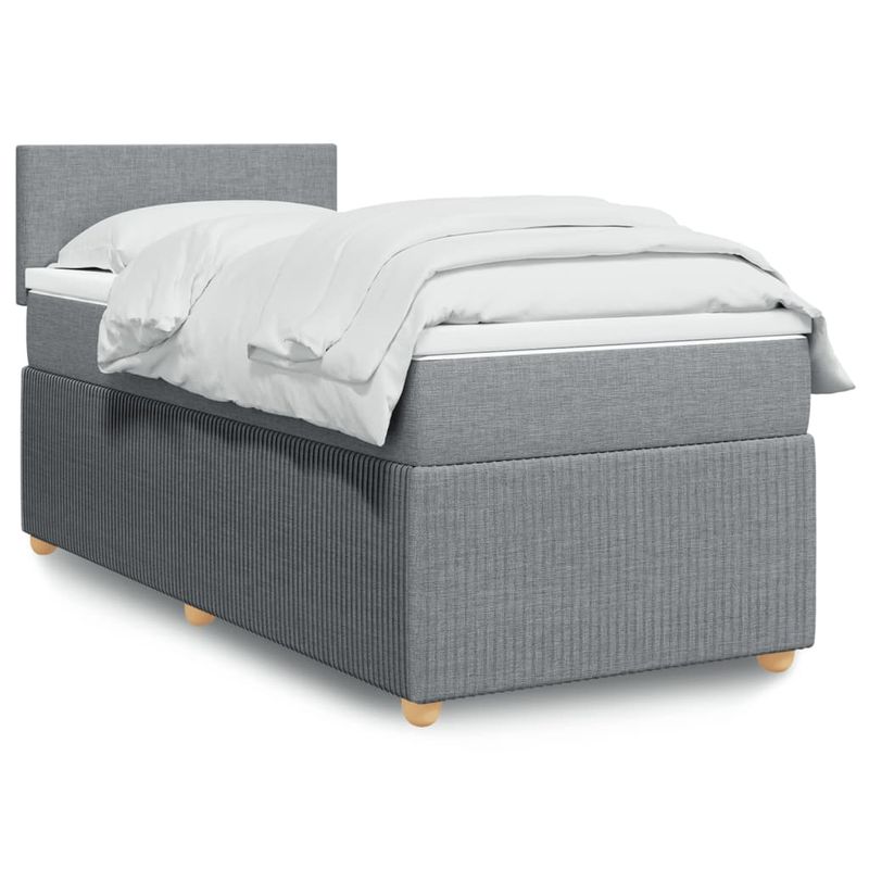 Casa si Gradina - Mobilier - Paturi si accesorii - Paturi - Pat box spring cu saltea, gri deschis, 90x190 cm, textil - Infinity.ro