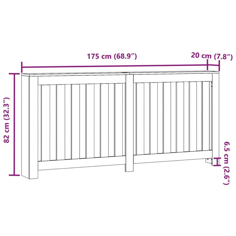 Casa si Gradina - Termice - Calorifere si accesorii - Accesorii calorifere - Masca de calorifer, stejar fumuriu, 175x20x82 cm lemn prelucrat, design lamele verticale - Infinity.ro