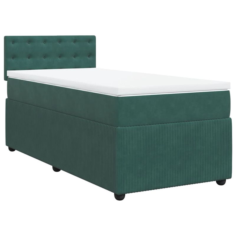 Casa si Gradina - Mobilier - Paturi si accesorii - Paturi - Pat box spring cu saltea, verde inchis, 100x200 cm, catifea - Infinity.ro