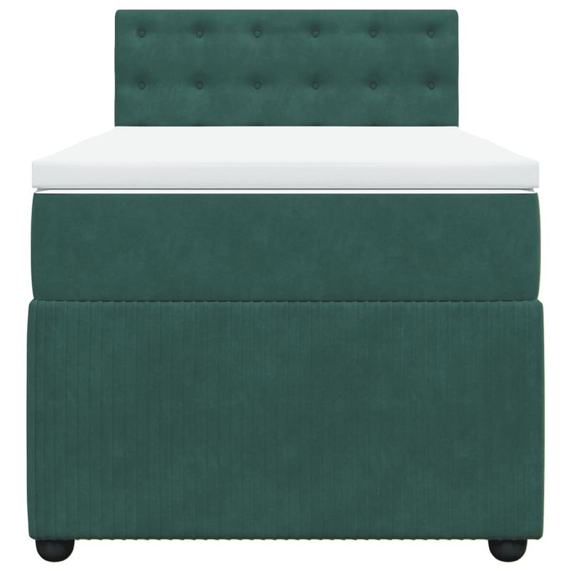 Casa si Gradina - Mobilier - Paturi si accesorii - Paturi - Pat box spring cu saltea, verde inchis, 100x200 cm, catifea - Infinity.ro