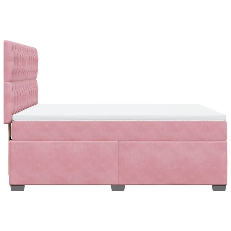 Casa si Gradina - Mobilier - Paturi si accesorii - Paturi - Pat box spring cu saltea, roz, 140x200 cm, catifea - Infinity.ro