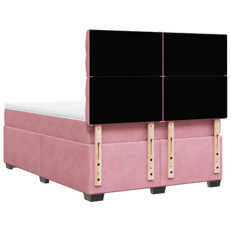 Casa si Gradina - Mobilier - Paturi si accesorii - Paturi - Pat box spring cu saltea, roz, 140x200 cm, catifea - Infinity.ro