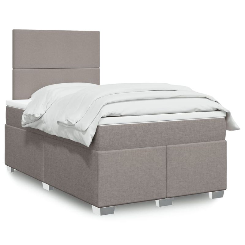 Casa si Gradina - Mobilier - Paturi si accesorii - Paturi - Pat box spring cu saltea, gri taupe, 120x200 cm, textil - Infinity.ro