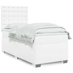 Casa si Gradina - Mobilier - Paturi si accesorii - Paturi - Pat box spring cu saltea, alb, 90x200 cm, piele ecologica - Infinity.ro