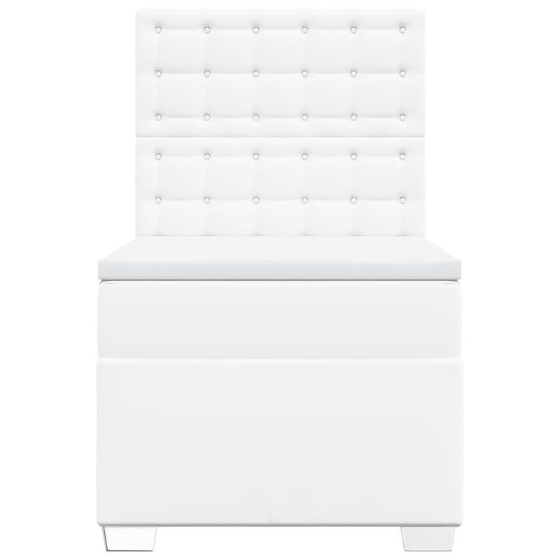 Casa si Gradina - Mobilier - Paturi si accesorii - Paturi - Pat box spring cu saltea, alb, 90x200 cm, piele ecologica - Infinity.ro