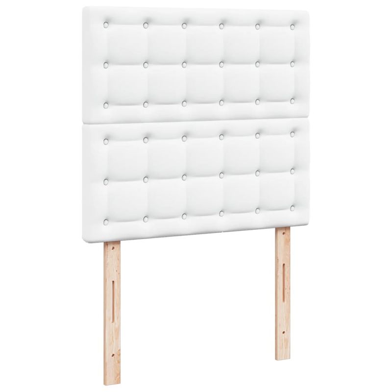 Casa si Gradina - Mobilier - Paturi si accesorii - Paturi - Pat box spring cu saltea, alb, 90x200 cm, piele ecologica - Infinity.ro