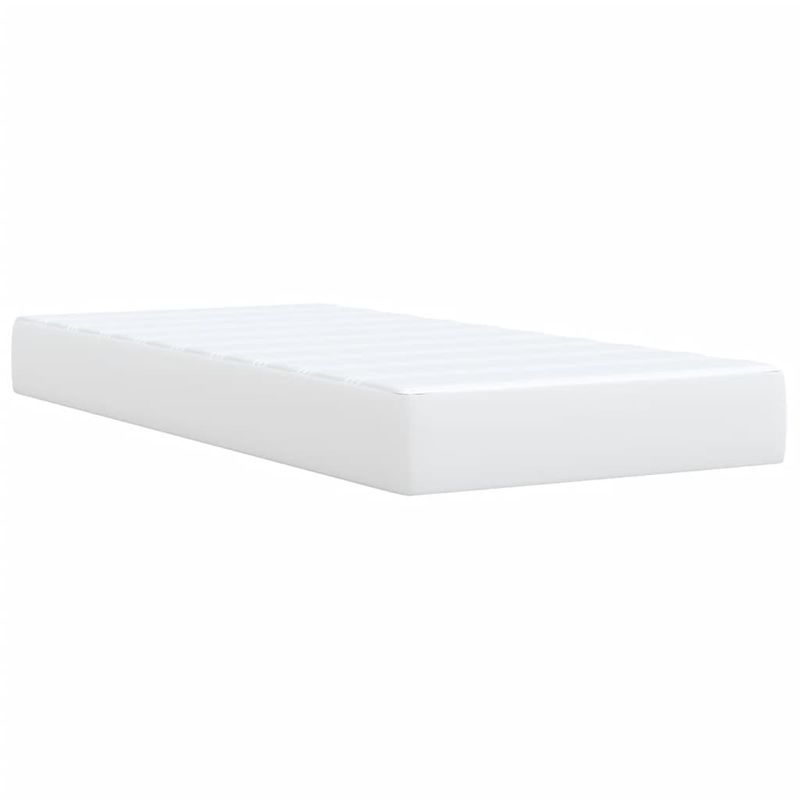 Casa si Gradina - Mobilier - Paturi si accesorii - Paturi - Pat box spring cu saltea, alb, 90x200 cm, piele ecologica - Infinity.ro