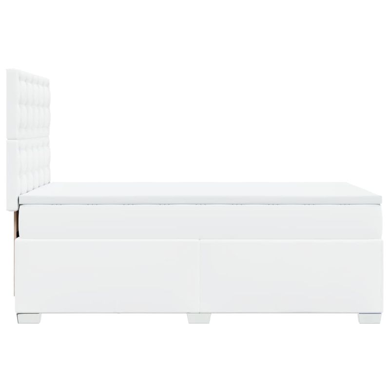 Casa si Gradina - Mobilier - Paturi si accesorii - Paturi - Pat box spring cu saltea, alb, 90x200 cm, piele ecologica - Infinity.ro