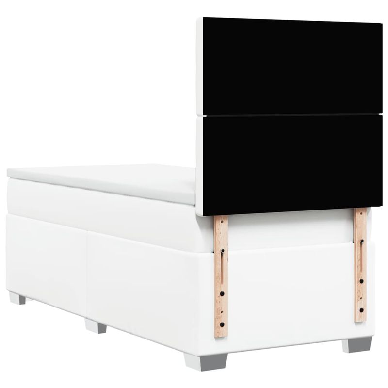 Casa si Gradina - Mobilier - Paturi si accesorii - Paturi - Pat box spring cu saltea, alb, 90x200 cm, piele ecologica - Infinity.ro
