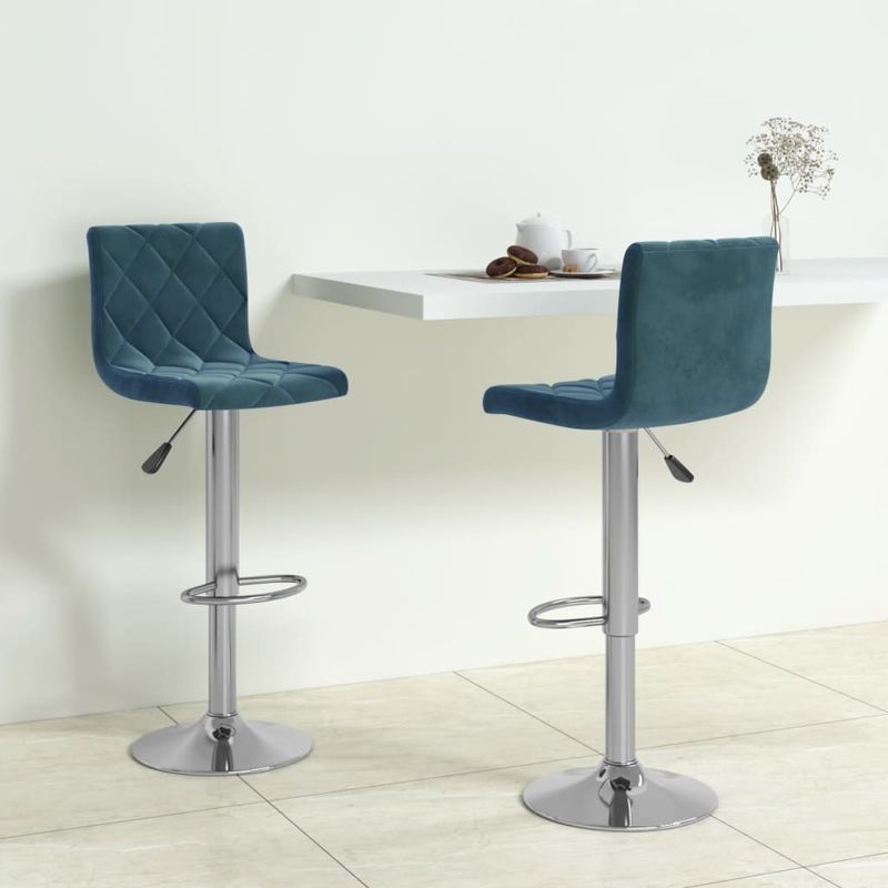 Casa si Gradina - Mobilier - Scaune si fotolii - Scaune - Scaune de bar, 2 buc., albastru, catifea - Infinity.ro
