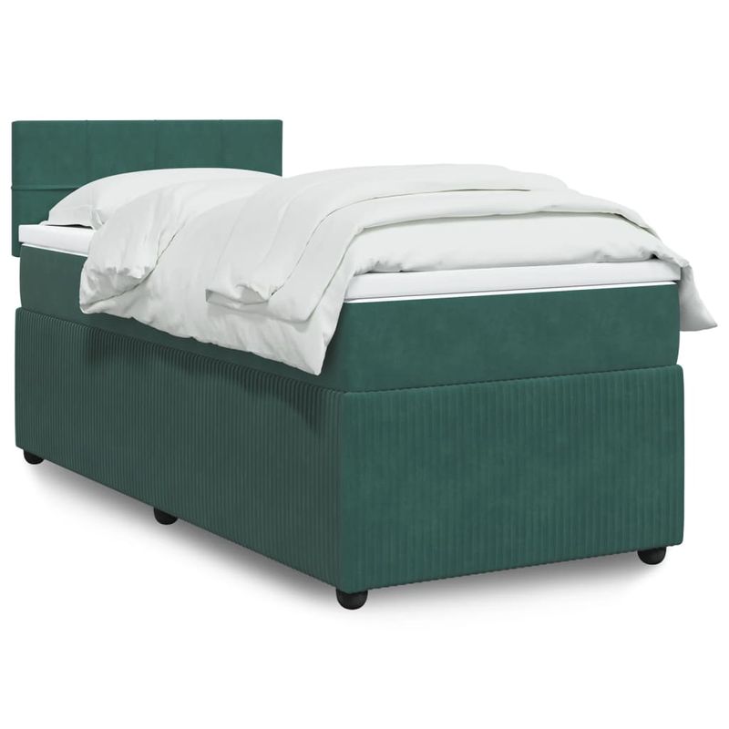 Casa si Gradina - Mobilier - Paturi si accesorii - Paturi - Pat continental cu saltea, verde inchis, 80x200 cm, catifea - Infinity.ro