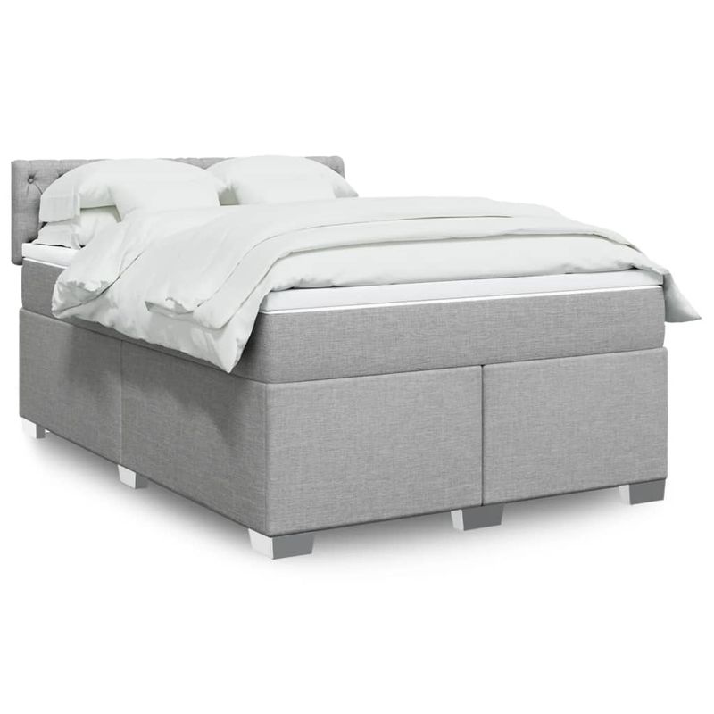 Casa si Gradina - Mobilier - Paturi si accesorii - Paturi - Pat box spring cu saltea, gri deschis, 140x190 cm, textil - Infinity.ro