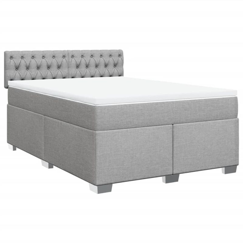 Casa si Gradina - Mobilier - Paturi si accesorii - Paturi - Pat box spring cu saltea, gri deschis, 140x190 cm, textil - Infinity.ro