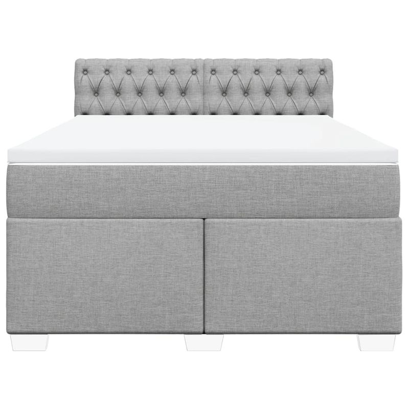 Casa si Gradina - Mobilier - Paturi si accesorii - Paturi - Pat box spring cu saltea, gri deschis, 140x190 cm, textil - Infinity.ro