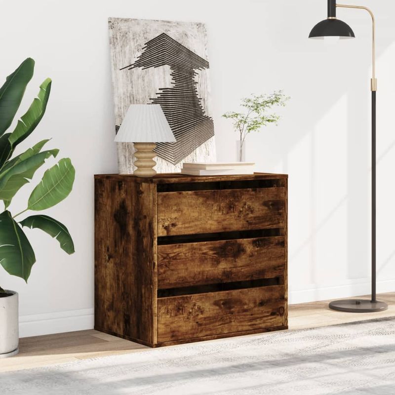 Casa si Gradina - Mobilier - Comode si corpuri - Comode - Dulap colt cu sertare stejar fumuriu 60x41x58 cm lemn prelucrat - Infinity.ro