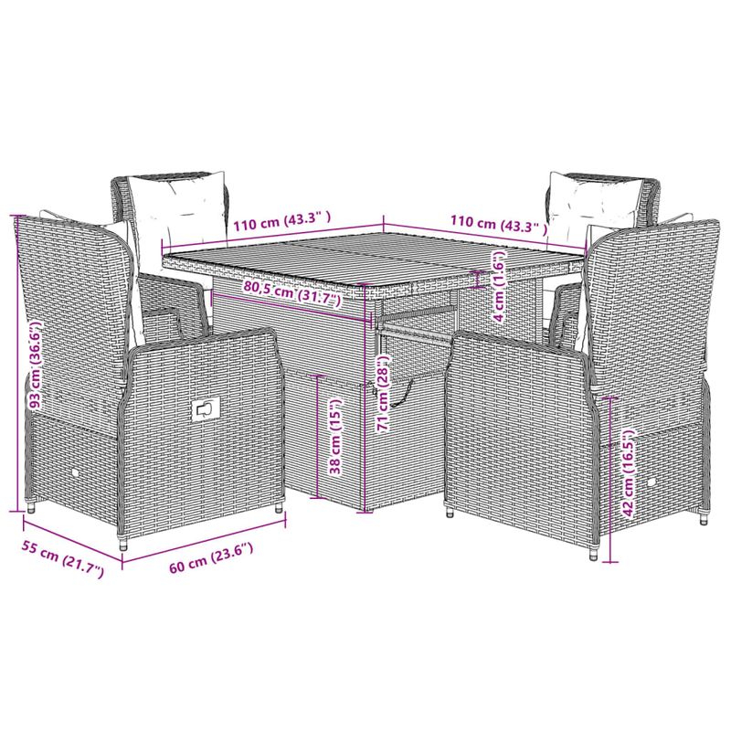 Casa si Gradina - Gradina si terasa - Mobilier exterior - Seturi mobila gradina - Set mobilier de gradina cu perne, 5 piese, bej, poliratan - Infinity.ro