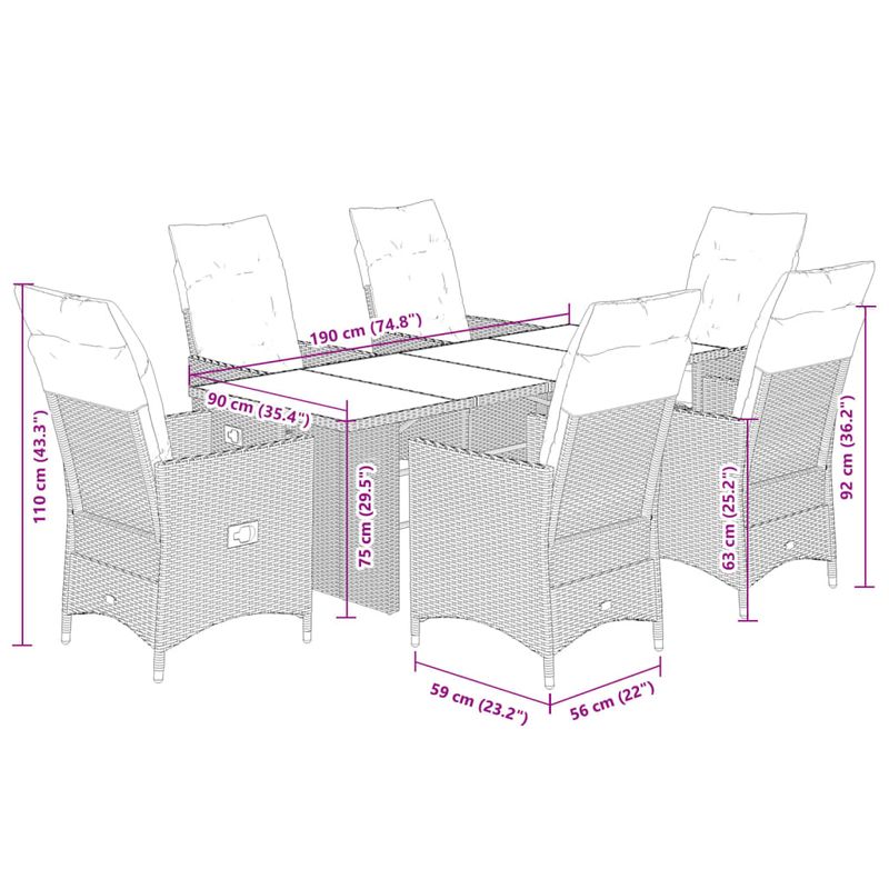 Casa si Gradina - Gradina si terasa - Mobilier exterior - Seturi mobila gradina - Set mobilier de gradina cu perne, 7 piese, gri, poliratan - Infinity.ro