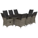 Casa si Gradina - Gradina si terasa - Mobilier exterior - Seturi mobila gradina - Set mobilier gradina cu perne, 9 piese, gri, poliratan - Infinity.ro