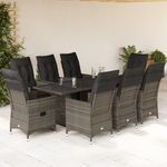 Casa si Gradina - Gradina si terasa - Mobilier exterior - Seturi mobila gradina - Set mobilier gradina cu perne, 9 piese, gri, poliratan - Infinity.ro