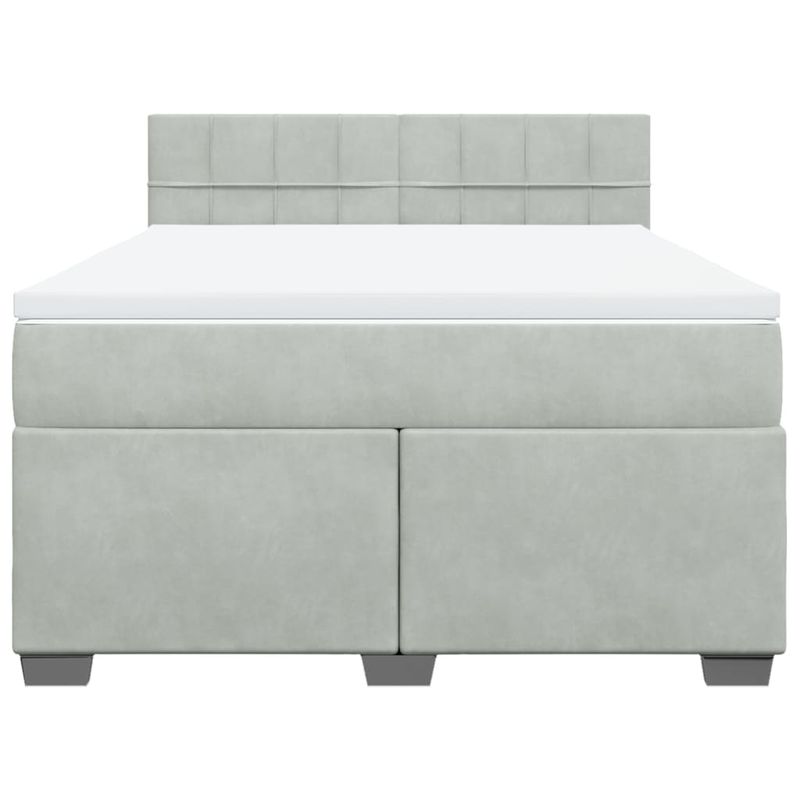 Casa si Gradina - Mobilier - Paturi si accesorii - Paturi - Pat box spring cu saltea, gri deschis, 160x200 cm, catifea - Infinity.ro