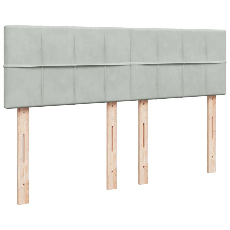 Casa si Gradina - Mobilier - Paturi si accesorii - Paturi - Pat box spring cu saltea, gri deschis, 160x200 cm, catifea - Infinity.ro