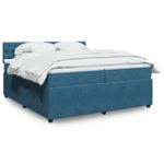 Casa si Gradina - Mobilier - Paturi si accesorii - Paturi - Pat box spring cu saltea, albastru, 200x200 cm, catifea - Infinity.ro