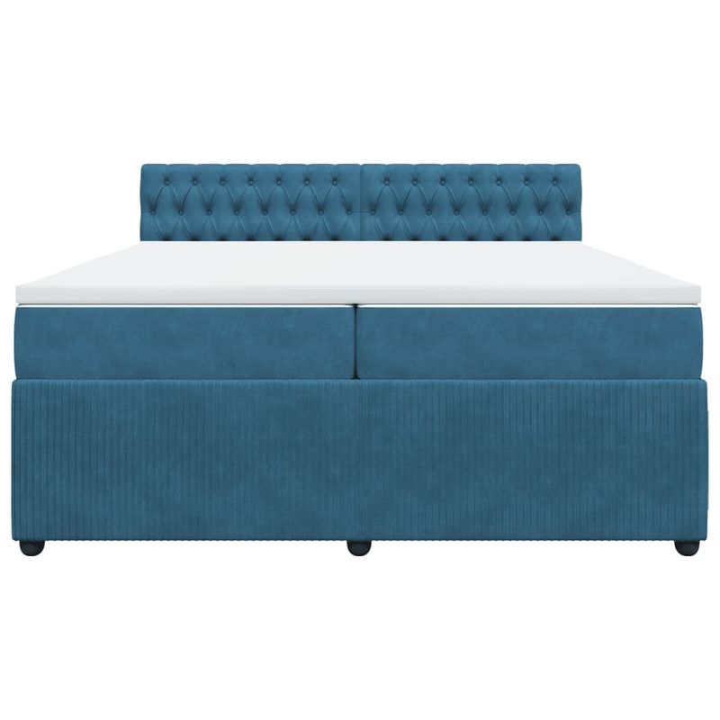 Casa si Gradina - Mobilier - Paturi si accesorii - Paturi - Pat box spring cu saltea, albastru, 200x200 cm, catifea - Infinity.ro