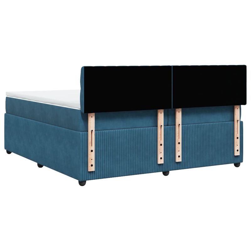Casa si Gradina - Mobilier - Paturi si accesorii - Paturi - Pat box spring cu saltea, albastru, 200x200 cm, catifea - Infinity.ro