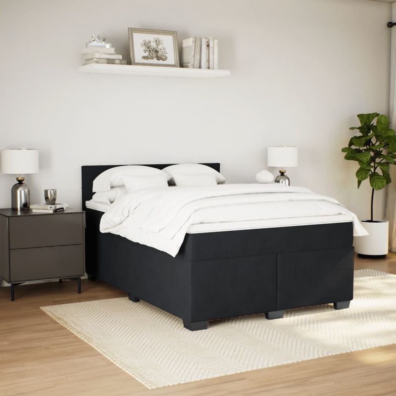 Casa si Gradina - Mobilier - Paturi si accesorii - Paturi - Pat box spring cu saltea, negru, 160x200 cm, catifea - Infinity.ro