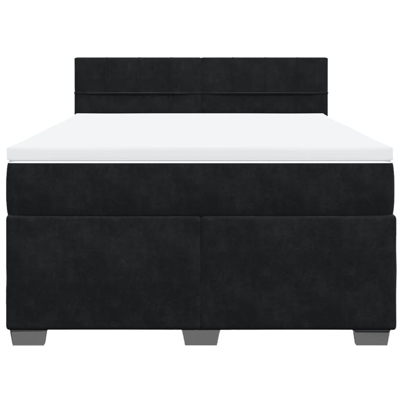 Casa si Gradina - Mobilier - Paturi si accesorii - Paturi - Pat box spring cu saltea, negru, 160x200 cm, catifea - Infinity.ro