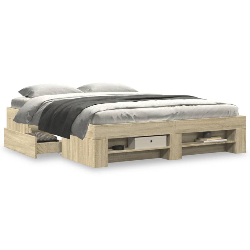 Casa si Gradina - Mobilier - Paturi si accesorii - Paturi - Cadru de pat, stejar sonoma, 150x200 cm, lemn prelucrat - Infinity.ro