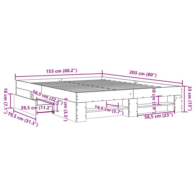 Casa si Gradina - Mobilier - Paturi si accesorii - Paturi - Cadru de pat, stejar sonoma, 150x200 cm, lemn prelucrat - Infinity.ro