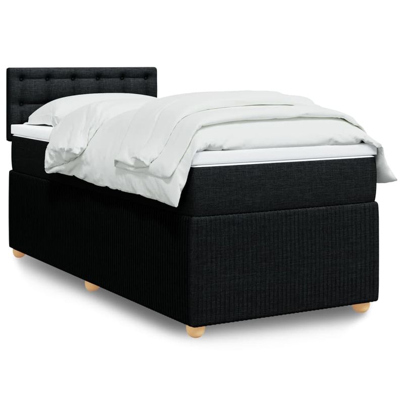 Casa si Gradina - Mobilier - Paturi si accesorii - Paturi - Pat box spring cu saltea, negru, 90x190 cm, textil - Infinity.ro