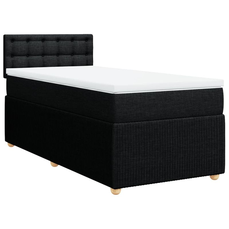 Casa si Gradina - Mobilier - Paturi si accesorii - Paturi - Pat box spring cu saltea, negru, 90x190 cm, textil - Infinity.ro