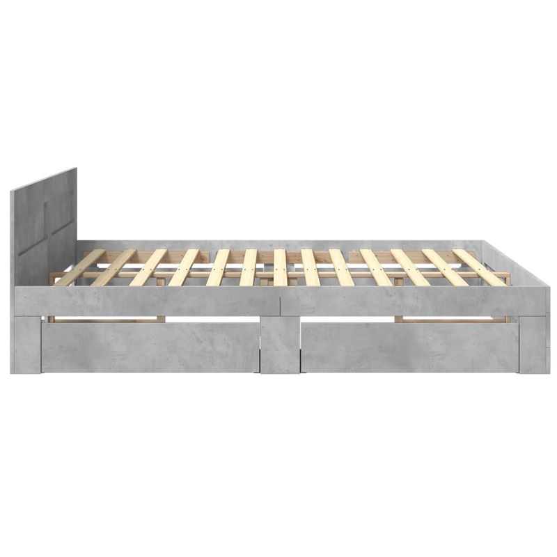 Casa si Gradina - Mobilier - Paturi si accesorii - Paturi - Cadru de pat cu tablie gri beton 200x200 cm lemn prelucrat - Infinity.ro