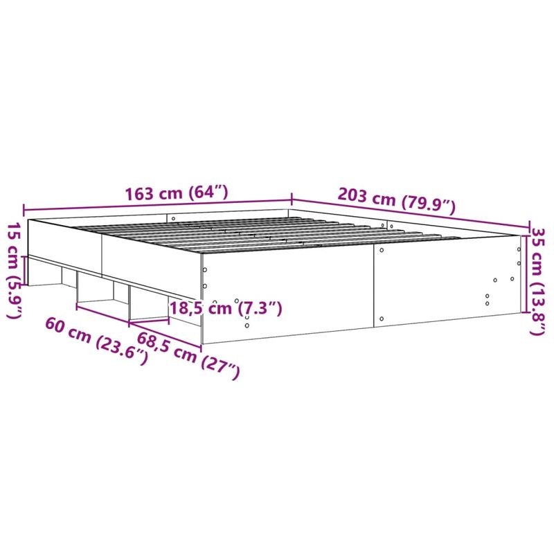 Casa si Gradina - Mobilier - Paturi si accesorii - Paturi - Cadru de pat, gri sonoma, 160x200 cm, lemn prelucrat - Infinity.ro