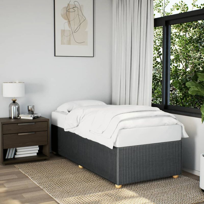 Casa si Gradina - Mobilier - Paturi si accesorii - Paturi - Cadru de pat de o persoana, gri inchis, textil - Infinity.ro