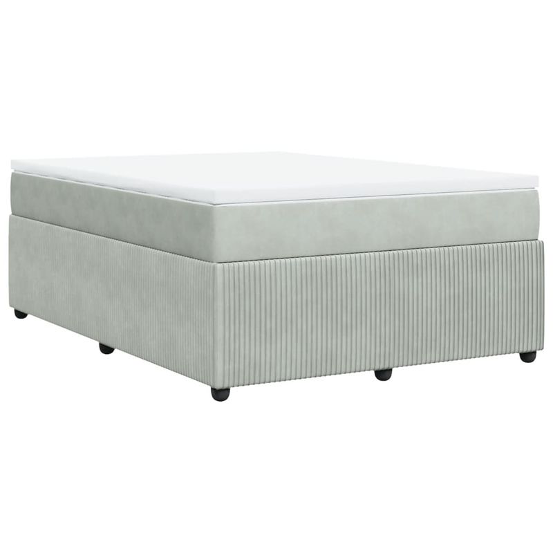 Casa si Gradina - Mobilier - Paturi si accesorii - Paturi - Pat box spring cu saltea, gri deschis, 160x200 cm, catifea - Infinity.ro