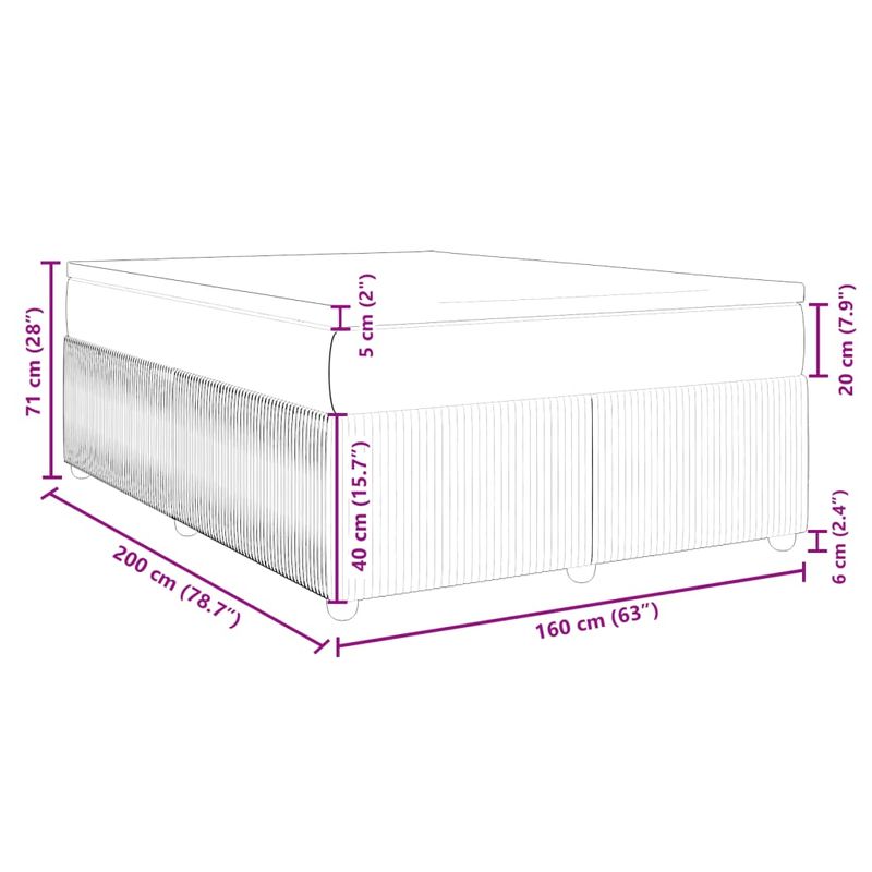 Casa si Gradina - Mobilier - Paturi si accesorii - Paturi - Pat box spring cu saltea, gri deschis, 160x200 cm, catifea - Infinity.ro
