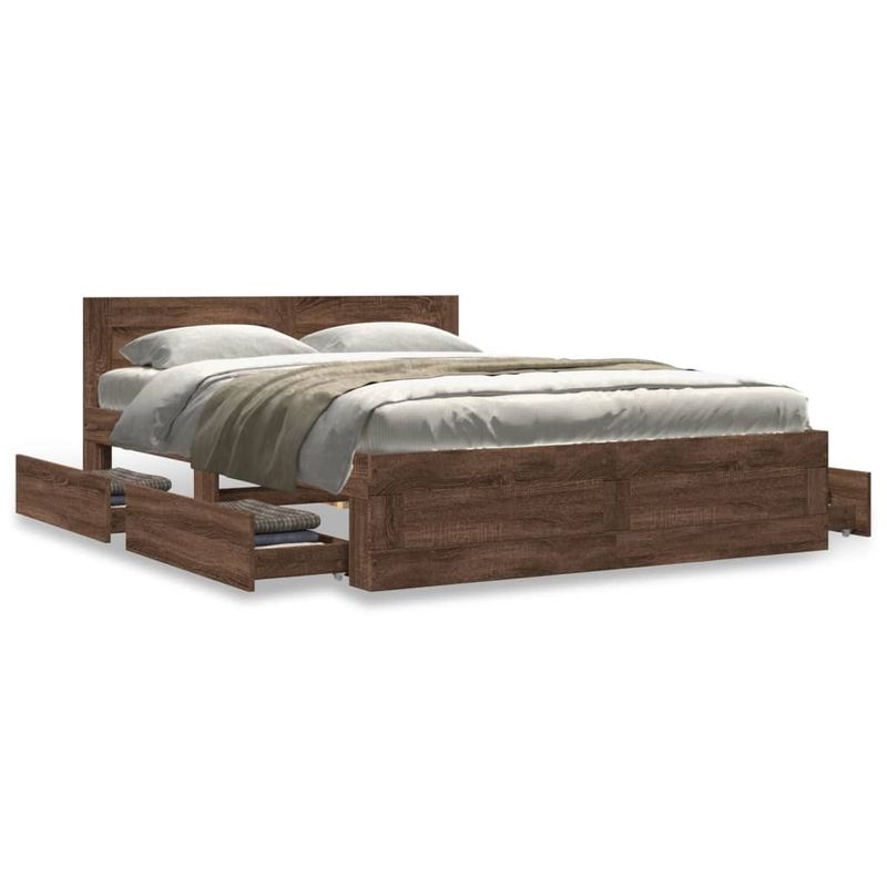 Casa si Gradina - Mobilier - Paturi si accesorii - Paturi - Cadru de pat cu tablie stejar maro 120x190 cm lemn prelucrat - Infinity.ro