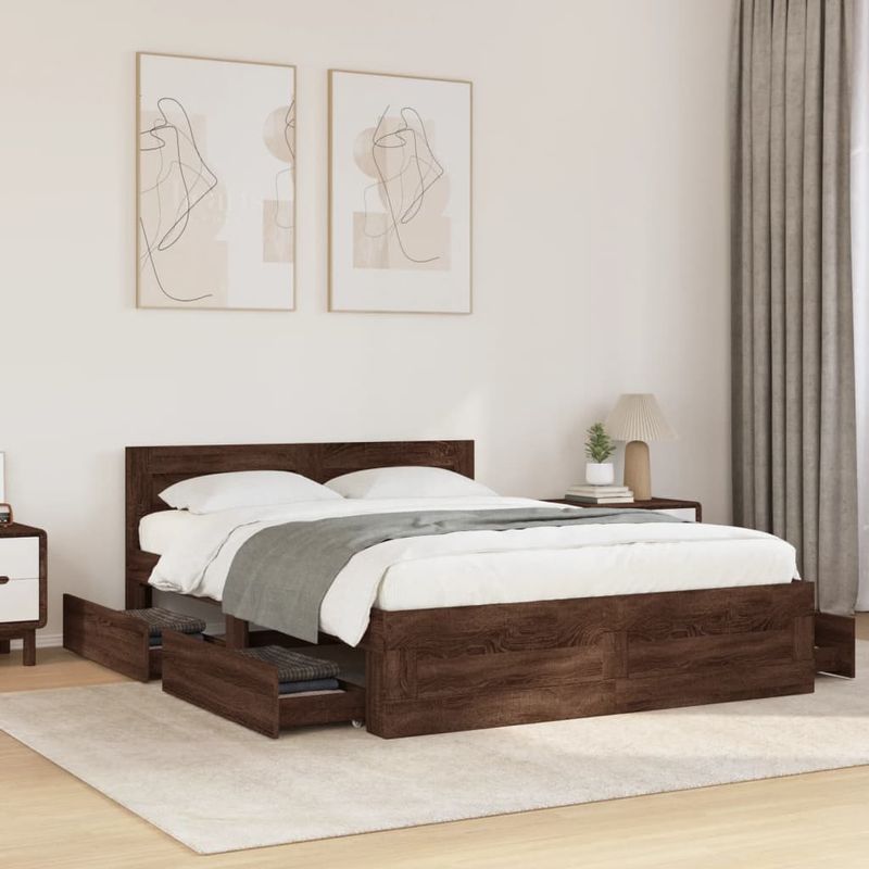 Casa si Gradina - Mobilier - Paturi si accesorii - Paturi - Cadru de pat cu tablie stejar maro 120x190 cm lemn prelucrat - Infinity.ro