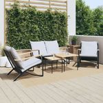 Casa si Gradina - Gradina si terasa - Mobilier exterior - Seturi mobila gradina - Set mobilier de balcon, 5 piese, cu perne, negru, otel - Infinity.ro