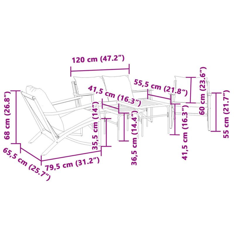 Casa si Gradina - Gradina si terasa - Mobilier exterior - Seturi mobila gradina - Set mobilier de balcon, 5 piese, cu perne, negru, otel - Infinity.ro