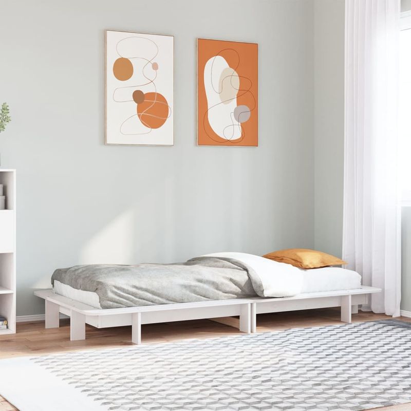 Casa si Gradina - Mobilier - Paturi si accesorii - Paturi - Cadru pat fara saltea, alb, 90x190 cm, lemn masiv de pin - Infinity.ro