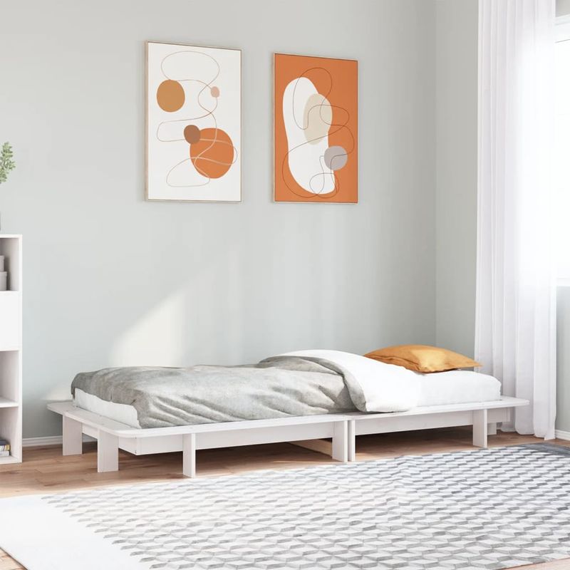 Casa si Gradina - Mobilier - Paturi si accesorii - Paturi - Cadru pat fara saltea, alb, 90x190 cm, lemn masiv de pin - Infinity.ro
