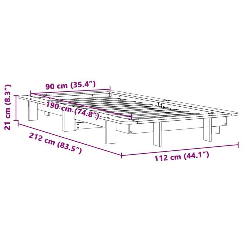 Casa si Gradina - Mobilier - Paturi si accesorii - Paturi - Cadru pat fara saltea, alb, 90x190 cm, lemn masiv de pin - Infinity.ro