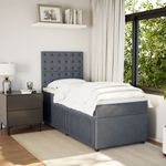 Casa si Gradina - Mobilier - Paturi si accesorii - Paturi - Pat box spring cu saltea, gri inchis, 100x200 cm, catifea - Infinity.ro